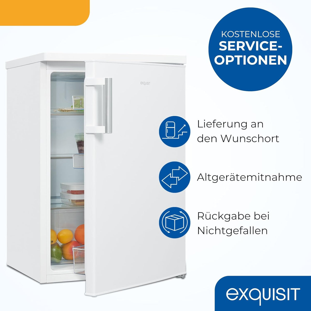 Refrigerador Exquisit sin congelador, 133 litros, frigorífico de una puerta independiente, sentido de apertura de puerta reversible, KS516-V-H-010D blanco