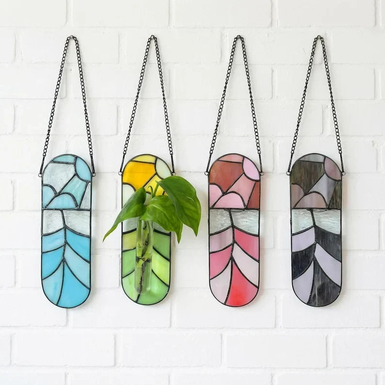 Propagación de plantas en vitral, maceta colgante, florero de pared hidropónico, tubo de ensayo, decoración botánica