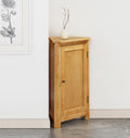 Mueble esquinero Hallowood Furniture Aston de roble, mueble esquinero pequeño de madera para salón con armario de 1 puerta + 2 estantes ajustables, estantería y mesa para teléfono de roble versátil