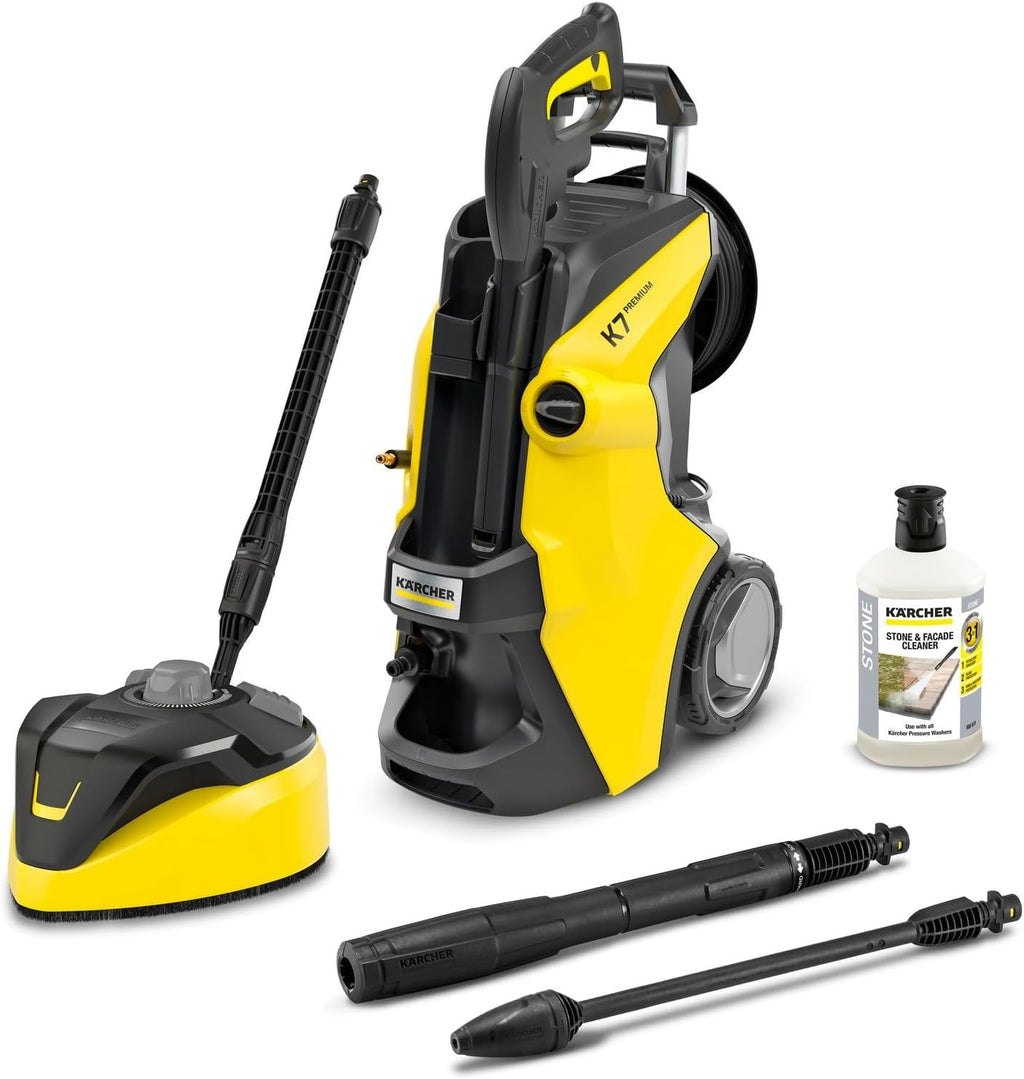 Limpiadora de alta presión Kärcher K 7 Premium Power Home Kit, presión: 180 bar, caudal: 600 l/h, rendimiento de superficie: 60 m²/h, potencia: 3000 W, enrollador de manguera, con pistola, boquilla turbo, lanza