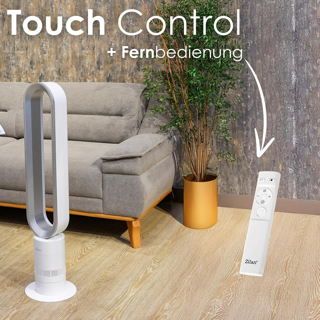 Ventilador de torre Zilan, motor BLDC de bajo consumo con mando a distancia, ventilador oscilante de bajo consumo, diseño muy silencioso, ventilador de pie de 10 niveles, ventilador de columna con refrigeración, ventilador de torre.