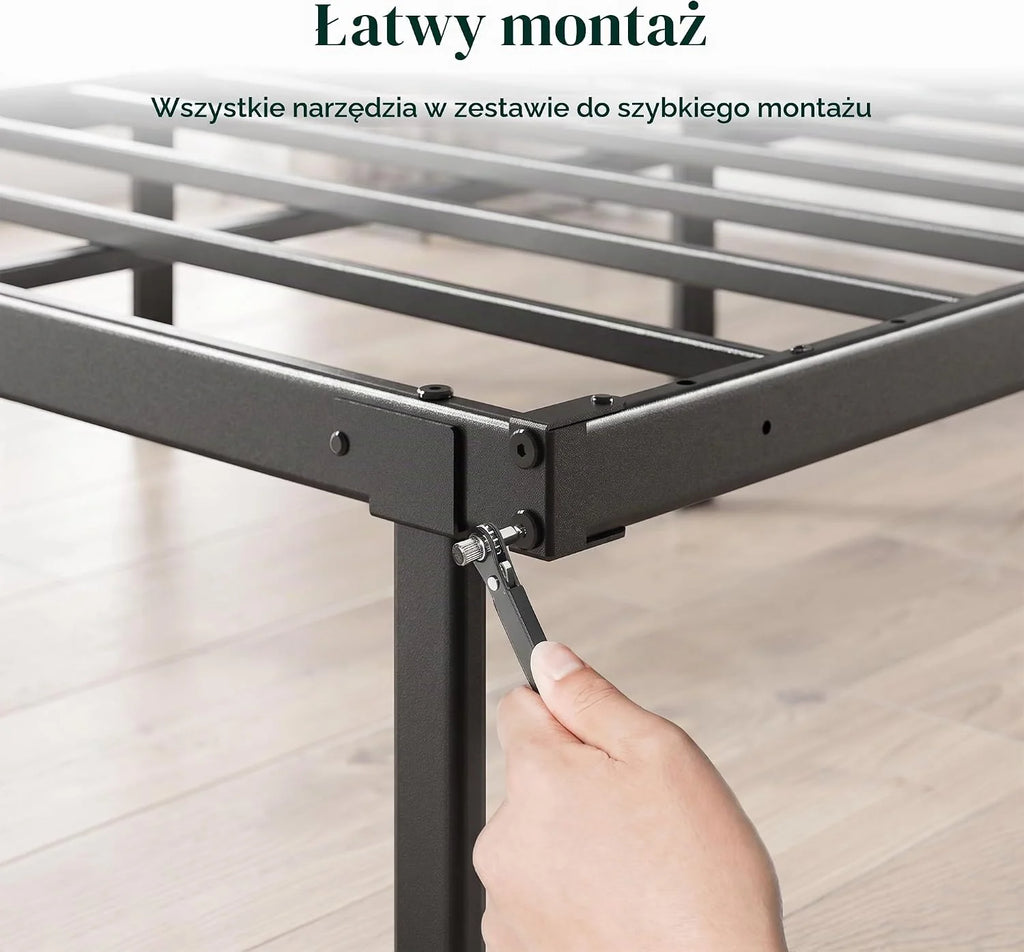 Zinus Caleb Rama łóżka 160 x 200 cm - wysokość 36 cm z miejscem do przechowywania pod łóżkiem - składana stalowa rama - czarna