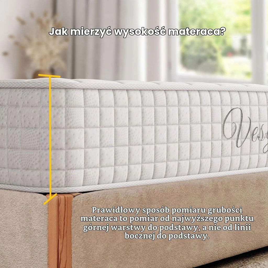 Vesgantti Materac 24 cm wysokości H3, 90 x 200 cm, średnio-twardy, 7-strefowy, materac kieszeniowy, ortopedyczny, materac kieszeniowy, materac z zimnej pianki Öko-Tex (biały, Tight Top)