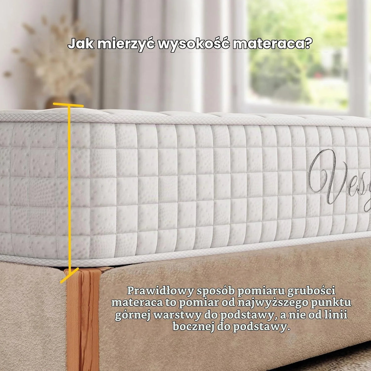 Vesgantti Materac 24 cm wysokości H3, 90 x 200 cm, średnio-twardy, 7-strefowy, materac kieszeniowy, ortopedyczny, materac kieszeniowy, materac z zimnej pianki Öko-Tex (biały, Tight Top)