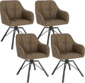 WOLTU Juego de 4 sillas de comedor giratorias, silla de cocina, silla tapizada, silla giratoria, silla cómoda con reposabrazos y respaldo, silla con reposabrazos para comedor y salón, con tapizado de piel sintética, marrón