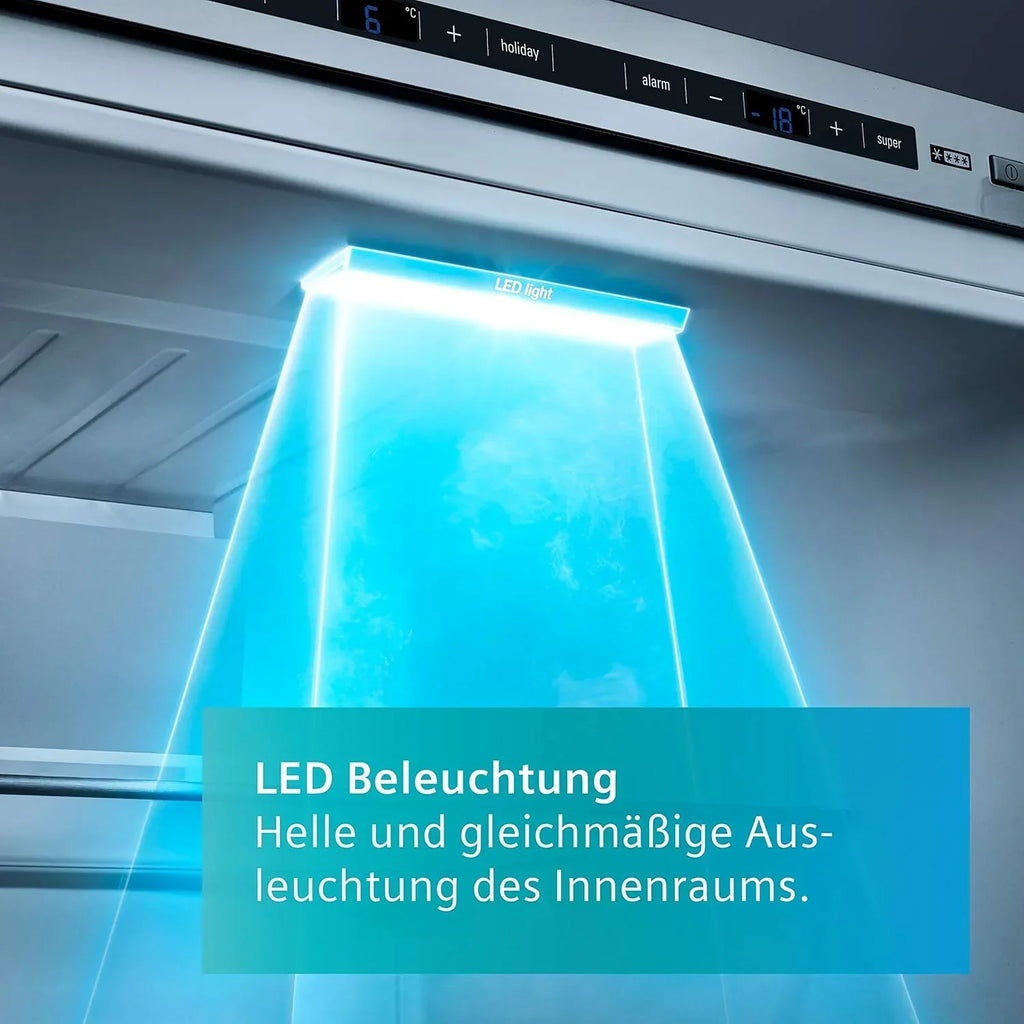 Congelador Siemens GS54NAWCV iQ500, 176 x 70 cm, 327 L, noFrost nunca más volver a descongelar, bigBox espacio para alimentos congelados grandes, varioZone estantes y cajones de cristal flexibles, Blanco