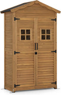 Armario de jardín MCombo, caseta de madera resistente a la intemperie, armario para herramientas de exterior, para jardín y terraza, cobertizo con 2 estantes móviles, 57×109×180 cm, 1152 (natural)