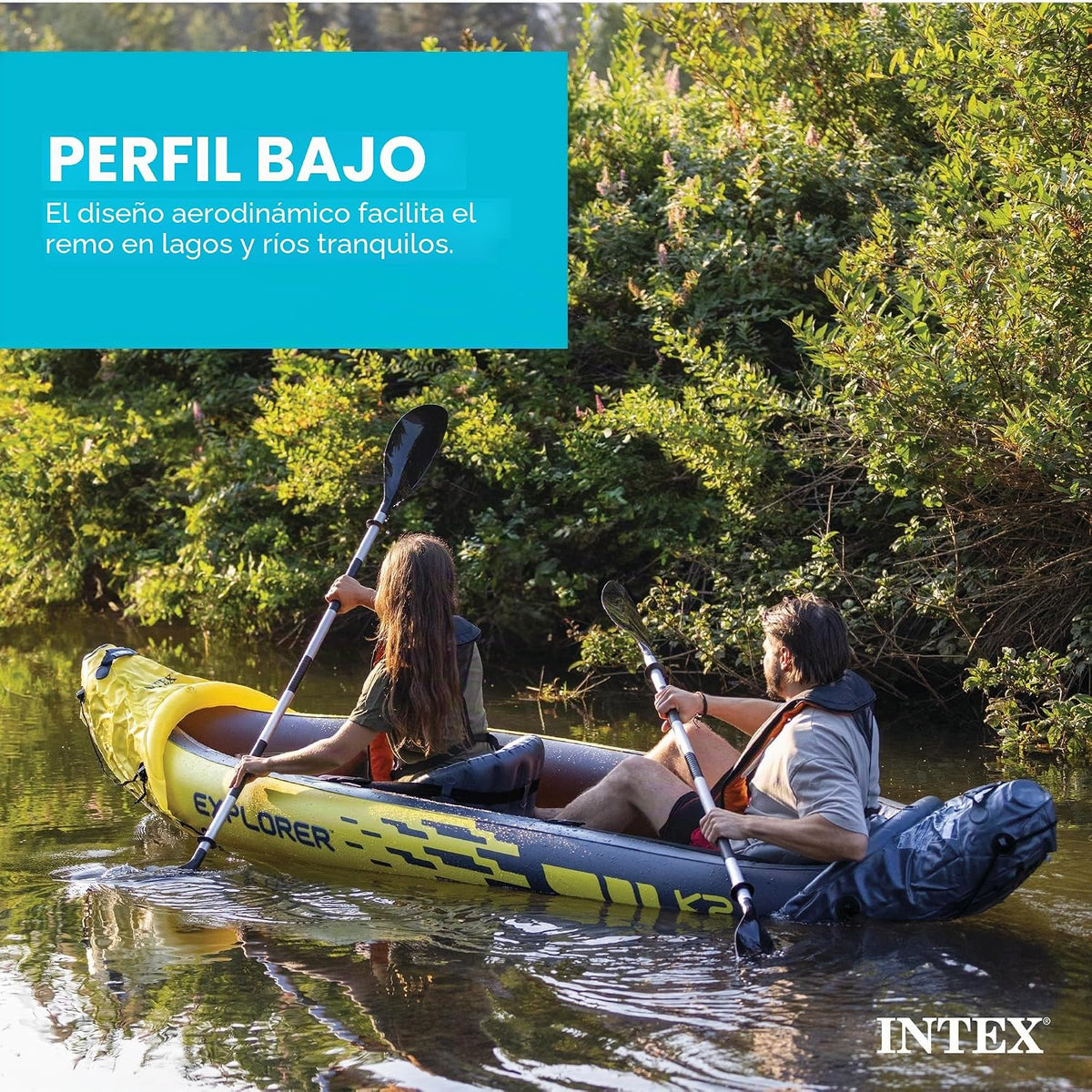 Kayak Intex Explorer K2, set de kayak inflable para 2 personas con remos de aluminio y bomba de aire de alto flujo