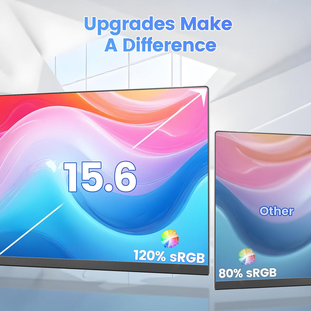 Teamgee Monitor portátil para portátil de 15,6”, extensor de pantalla FHD IPS 1080P compatible con portátiles de 13-17”, pantalla extendida delgada sin bordes con soporte desmontable, Plug-and-Play para Mac y Windows