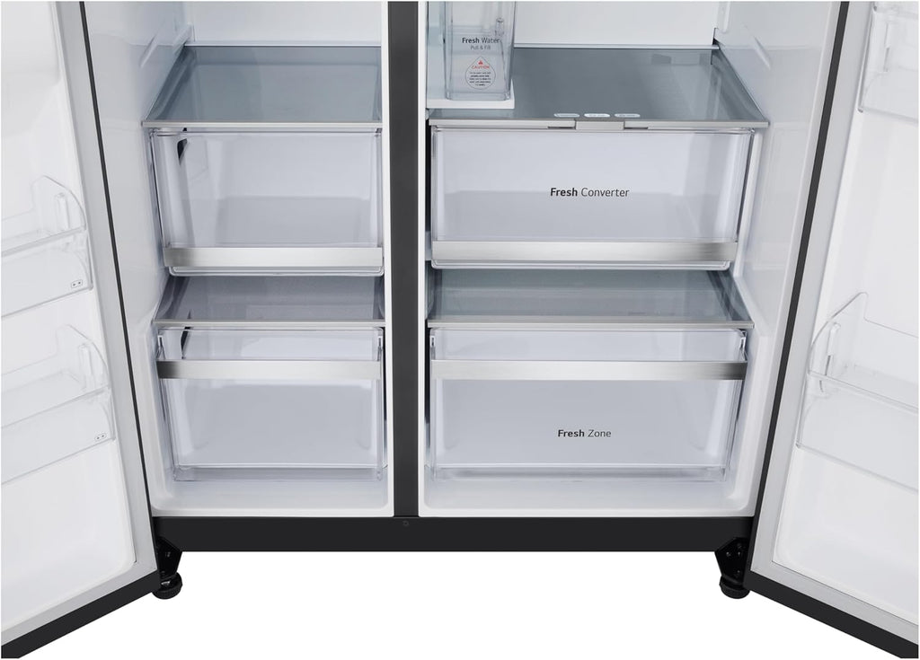 Frigorífico Side by Side LG GSGV81PYLL, Clase E, 635 L, Instaview, frigorífico con congelador, dispensador de hielo, hielo picado y agua, Total NoFrost, compresor Smart Inverter, Wi-Fi