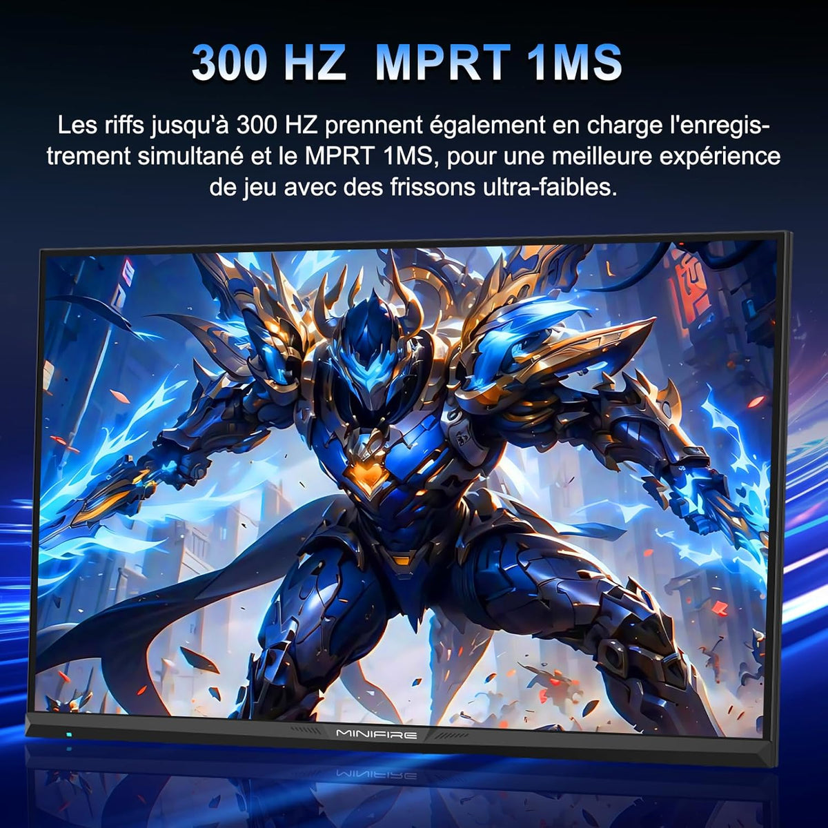 Monitor gaming Minifire de 24,5 pulgadas, 300 Hz/240 Hz, QHD (2560 * 1440), altura regulable, 1 ms MPRT con panel Fast IPS de 10 bits, 130 % sRGB, 2*HDMI 2.1 con VRR, PiP/PbP, AMD FreeSync (MFG25F6Q Pro)