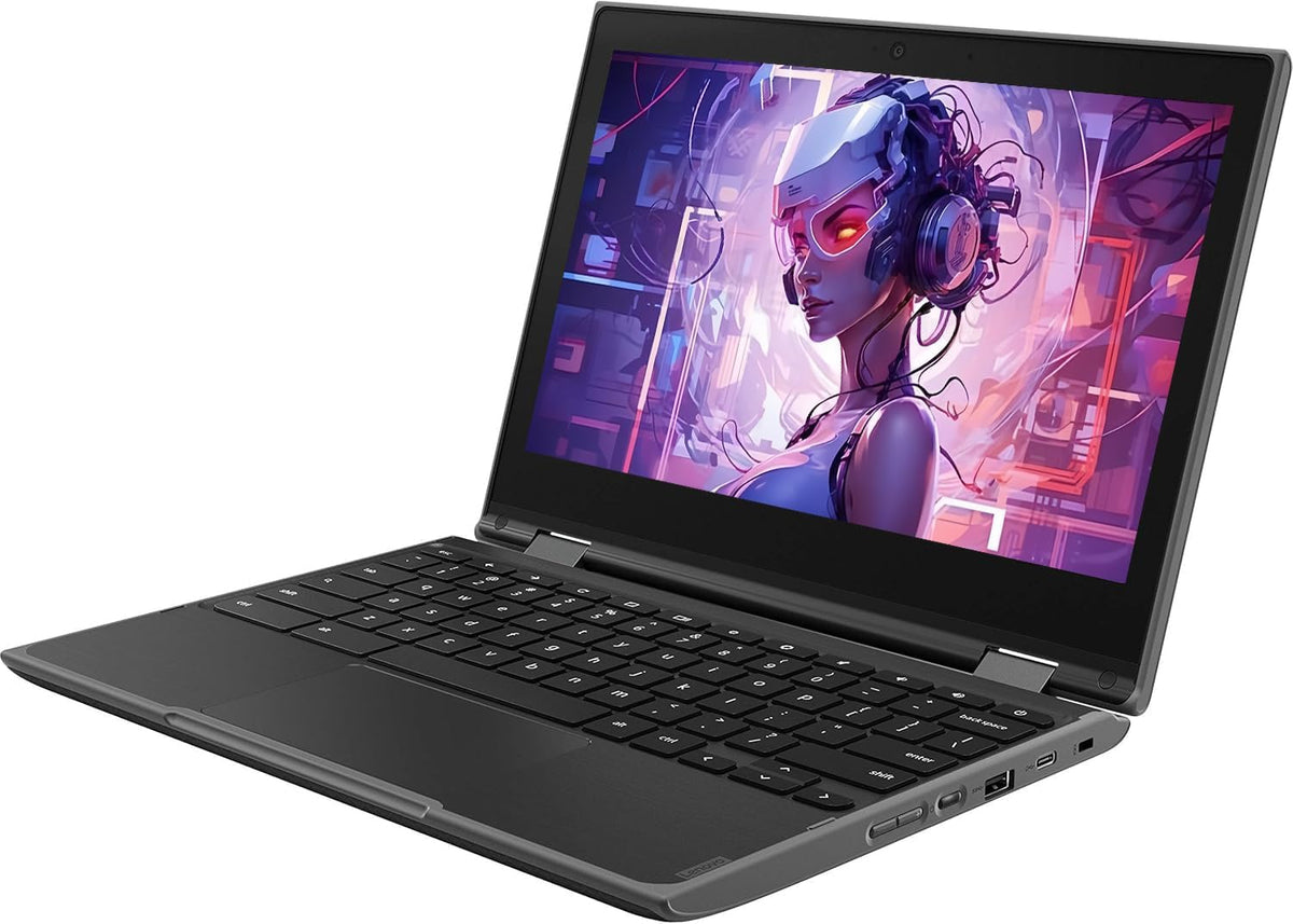 Lenovo Chromebook 300e portátil convertible 2 en 1 con pantalla táctil de 11,6 pulgadas, Intel Celeron N4020 1,1 GHz, 4 GB de RAM, 32 GB de SSD, teclado japonés, Chrome OS (Reacondicionado)