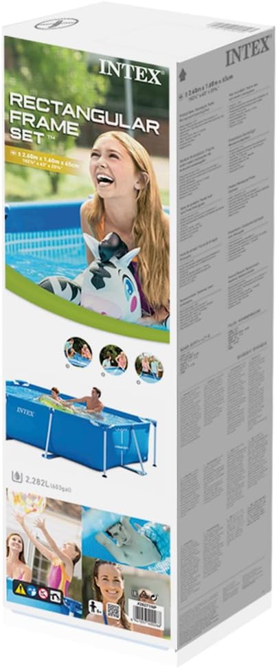 Intex 28271Np Piscina Desmontable Small Frame, 260 X 160 X 65 Cm, 2.282 Litros + 28038 Cobertor para Piscina Rectangular Prisma/Small Frame 300 X 200 Cm
