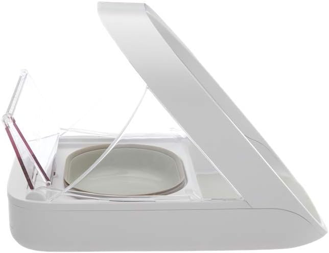 Comedero automático con microchip para mascotas Sure Petcare SureFeed, con tapa de cierre hermético, compatible con colgante de collar RFID, apto para comida húmeda y seca, funciona con pilas, blanco