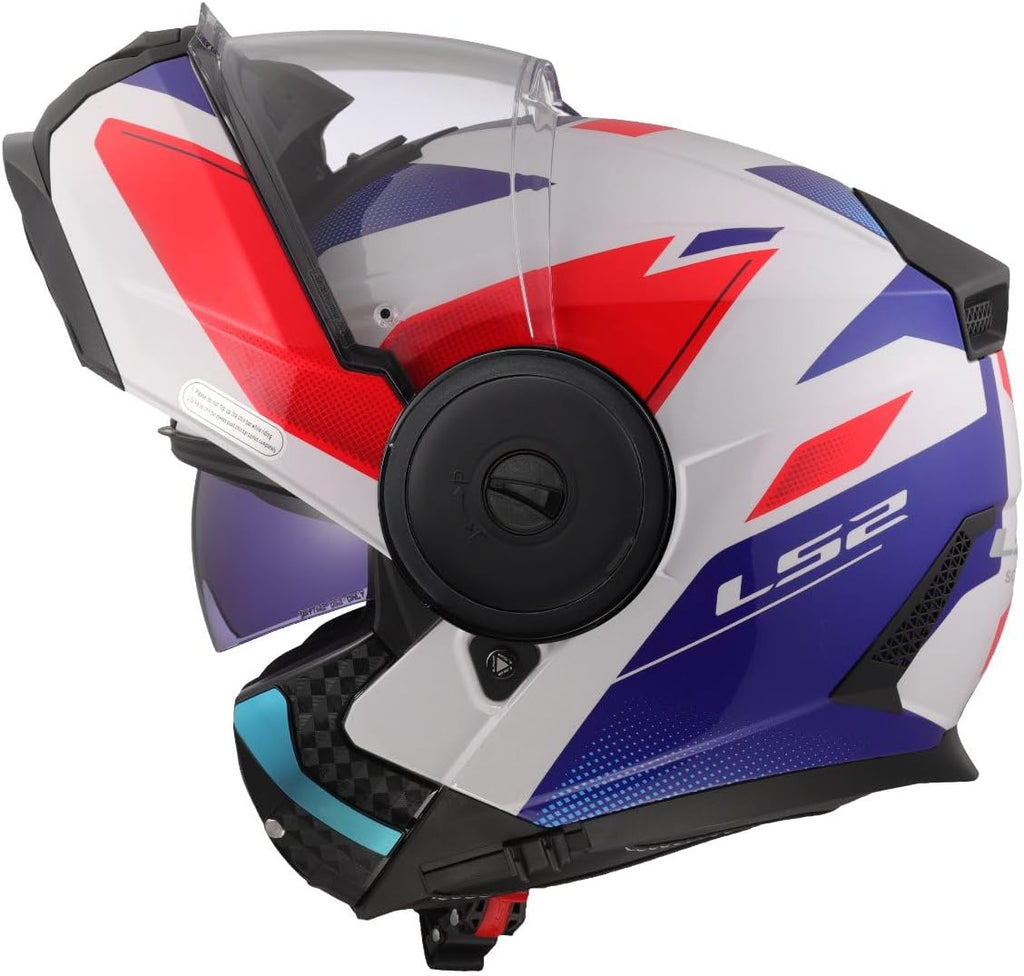 Casco modular LS2 FF902 Scope II DURIA blanco/azul/rojo con gafas de sol y PINLOCK incluido (M 57/58)