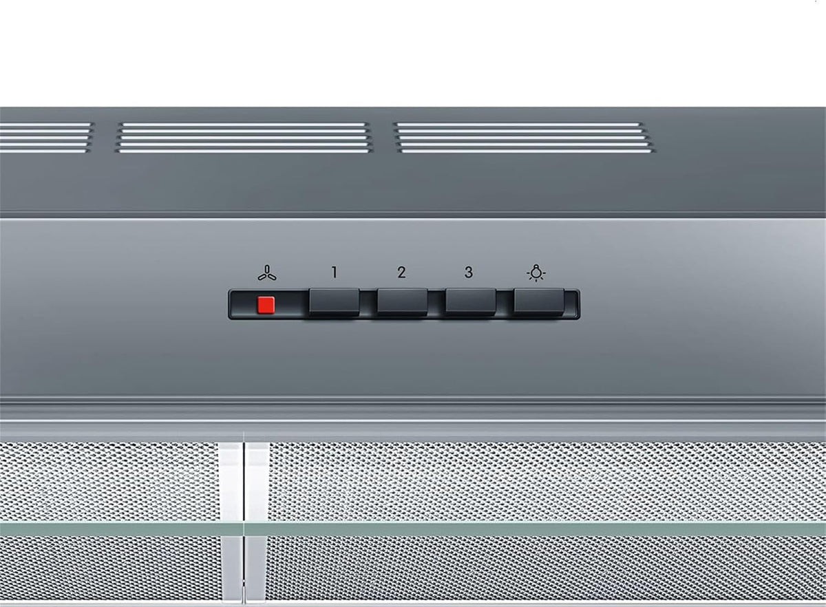Bosch DUL63CC50 okap kuchenny z serii 4 podtynkowy, 1 silnik i 3 prędkości ssania, oświetlenie LED, 60 cm, 146 W, stal nierdzewna