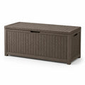 Caja de almacenamiento de plástico con efecto ratán marrón