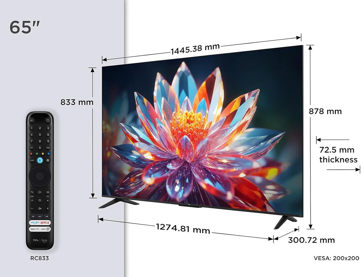 TCL 65T6C Fire TV 65 pulgadas QLED 4K UHD Smart TV, HDR (multiformato), Dolby Atmos, Motion Clarity