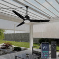 Ventilador de techo con iluminación y mando a distancia, resistente al agua IP65, ventilador de exterior regulable, lámpara de techo moderna con ventilador, ventilador silencioso con luz para dormitorio, balcón y exterior
