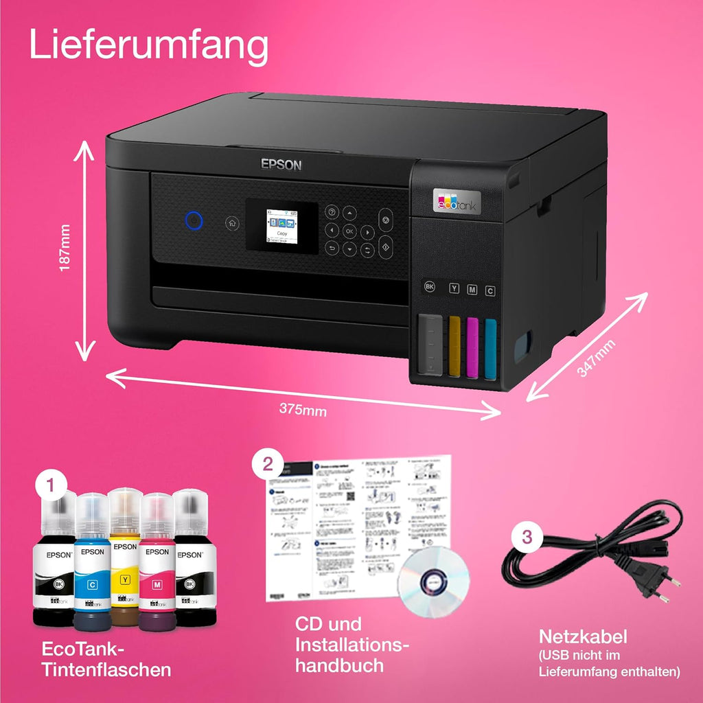 Impresora multifunción de inyección de tinta Epson EcoTank ET-2850 A4 con Wi-Fi y hasta 3 años de tinta incluida