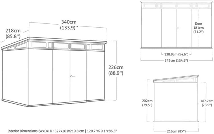 Caseta de jardín Keter Signature 11x7, cobertizo de resina con aspecto de madera, 340x218x226 cm, con cerradura y suelo incluido