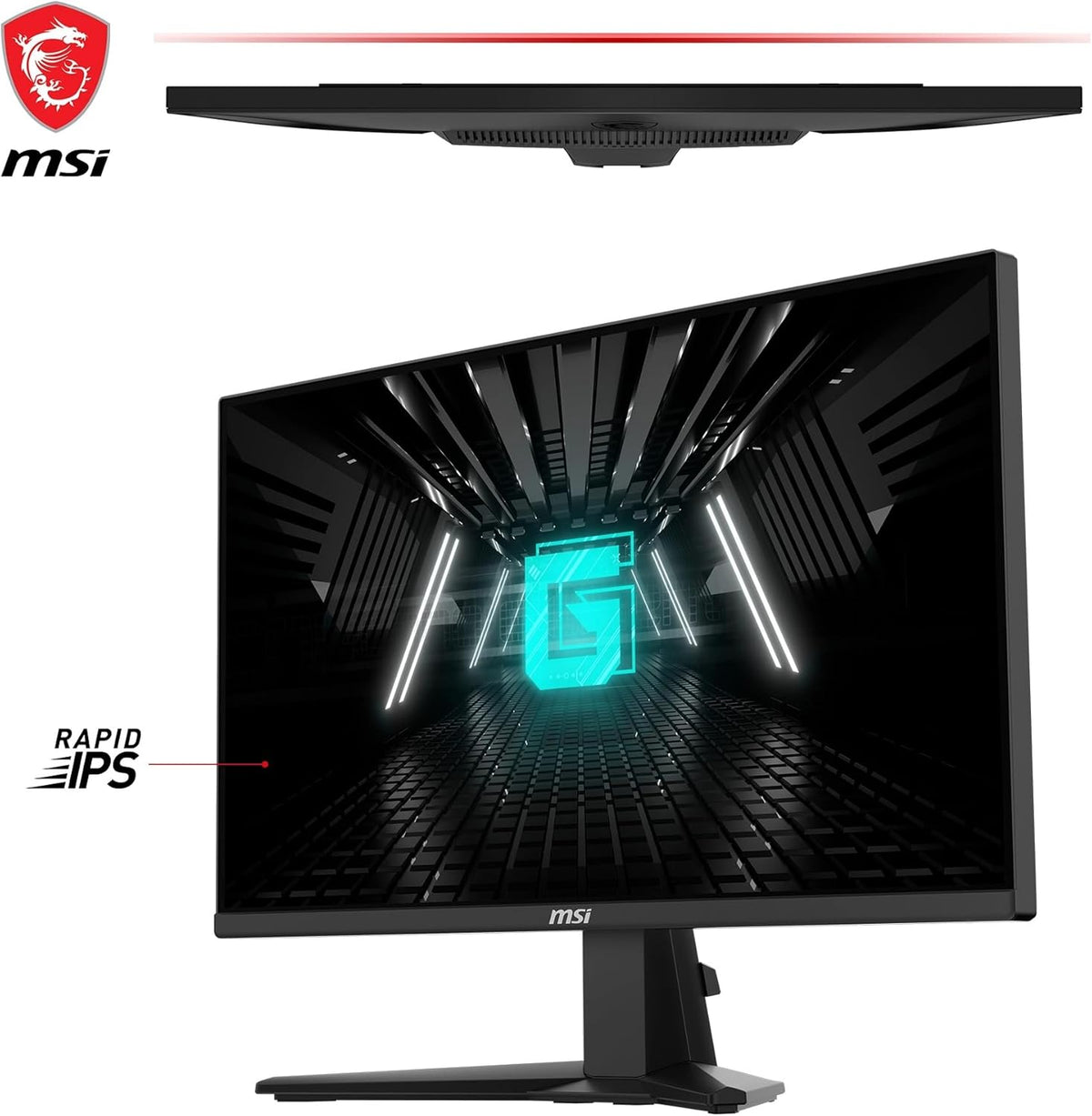 Monitor Gaming MSI G255F FHD de 24,5 pulgadas - Panel Rapid IPS 1920 x 1080, 180 Hz / 1 ms (GtG), Gama de colores sRGB 99 %, Adaptive-Sync - DP 1.2a, HDMI 2.0b CEC