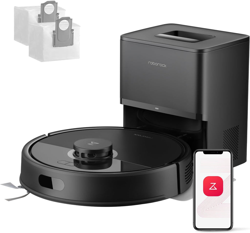 Roborock Q7 L5+ Robot Aspirador y Fregasuelos con Estación, Succión de 8000 Pa, Vaciado Automático, 3 niveles de agua, Doble sistema antienredos, Navegación LiDAR, Ideal para pelo de mascotas/alfombras, App