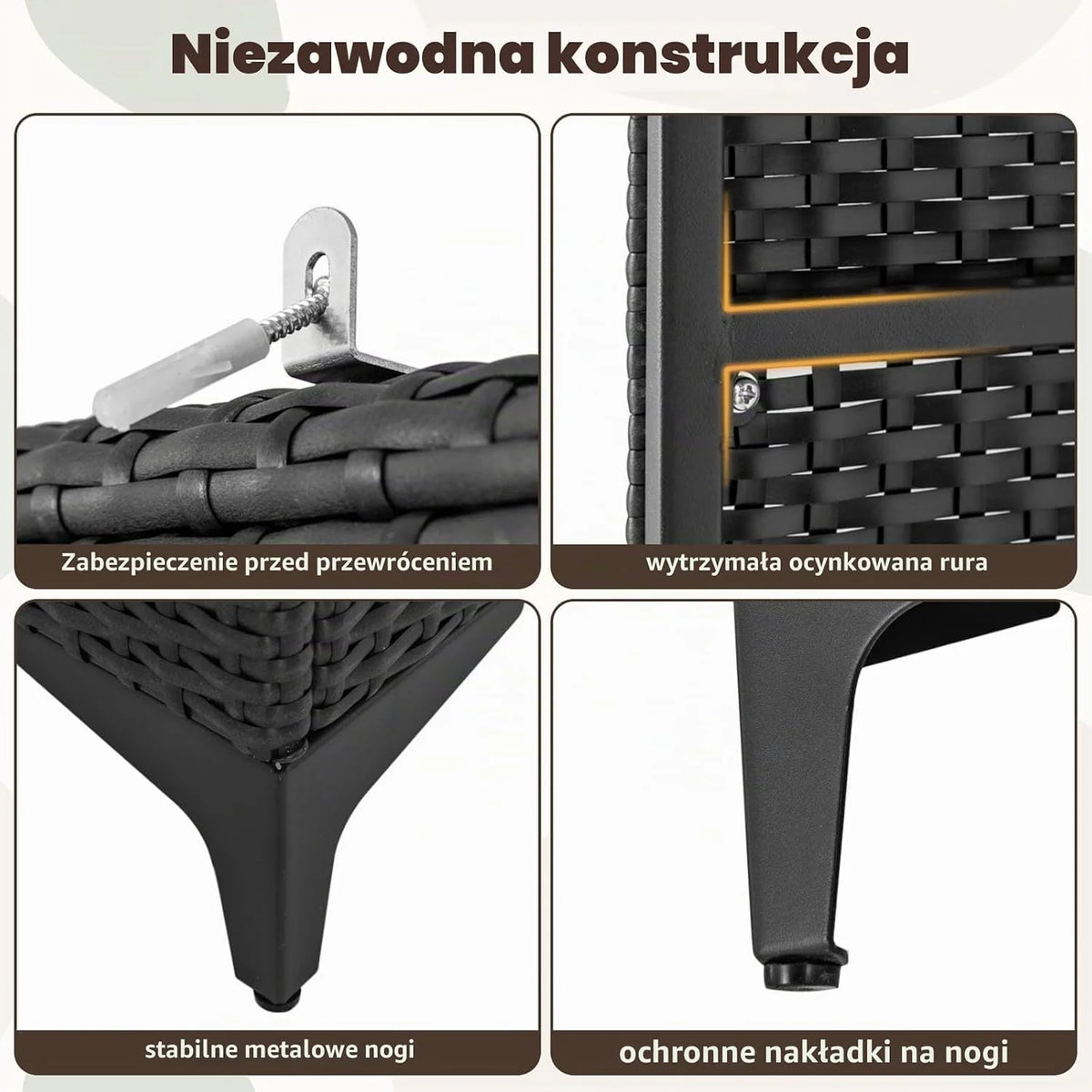 COSTWAY Szafka ogrodowa, rattanowa, szafa na ubrania, szafka do przechowywania na zewnątrz, z drążkiem wiszącym i 2 drzwiami, odporna na warunki atmosferyczne, szafa tarasowa, szafka na narzędzia do