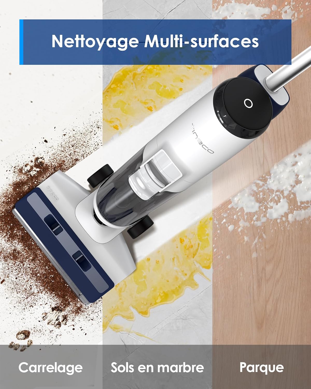Tineco iFLOOR 5 Breeze Complete Aspiradora y Fregadora, Aspiradora en seco y húmedo sin cable para suelos duros, limpieza de bordes, autolimpieza automática, 35 min de autonomía, diseño ligero