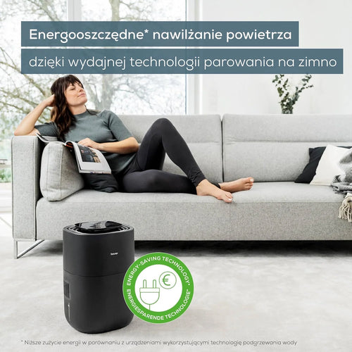 Beurer LB 200 Nawilżacz z energooszczędną technologią zimnego parowania, higieniczne stałe nawilżanie powietrza, z funkcją osuszania filtra, 3 poziomy nawilżania, do pomieszczeń o pow. do ok. 30m