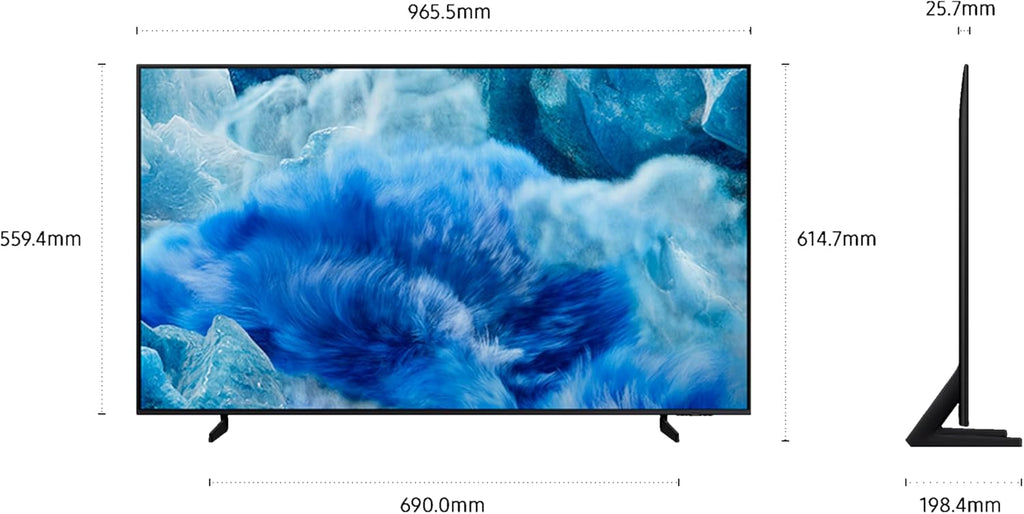 Samsung TV AI 43 pulgadas QLED 43Q8F 4K Smart TV, puntos cuánticos, procesador Q4 AI, WiFi, Airplay, HDR, Q-Symphony, OTS Lite, seguridad Knox, Gaming Hub, Bixby, aplicaciones de operador integradas