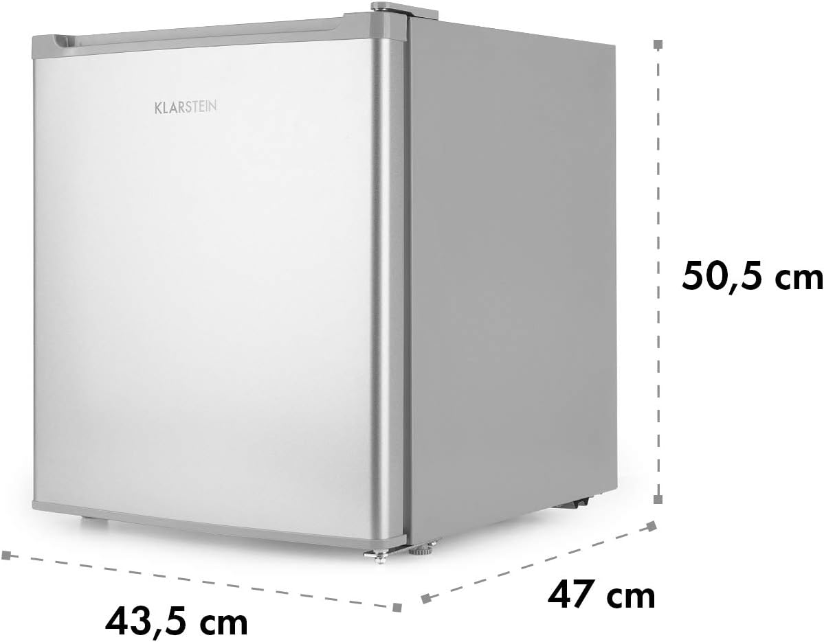 Mininevera KLARSTEIN Scooby - sistema EcoExcellence, eficiencia energética E, capacidad de 40 l, regulador de temperatura, estante extraíble, compartimento para botellas de hasta 2 l, 41 dB, color plata