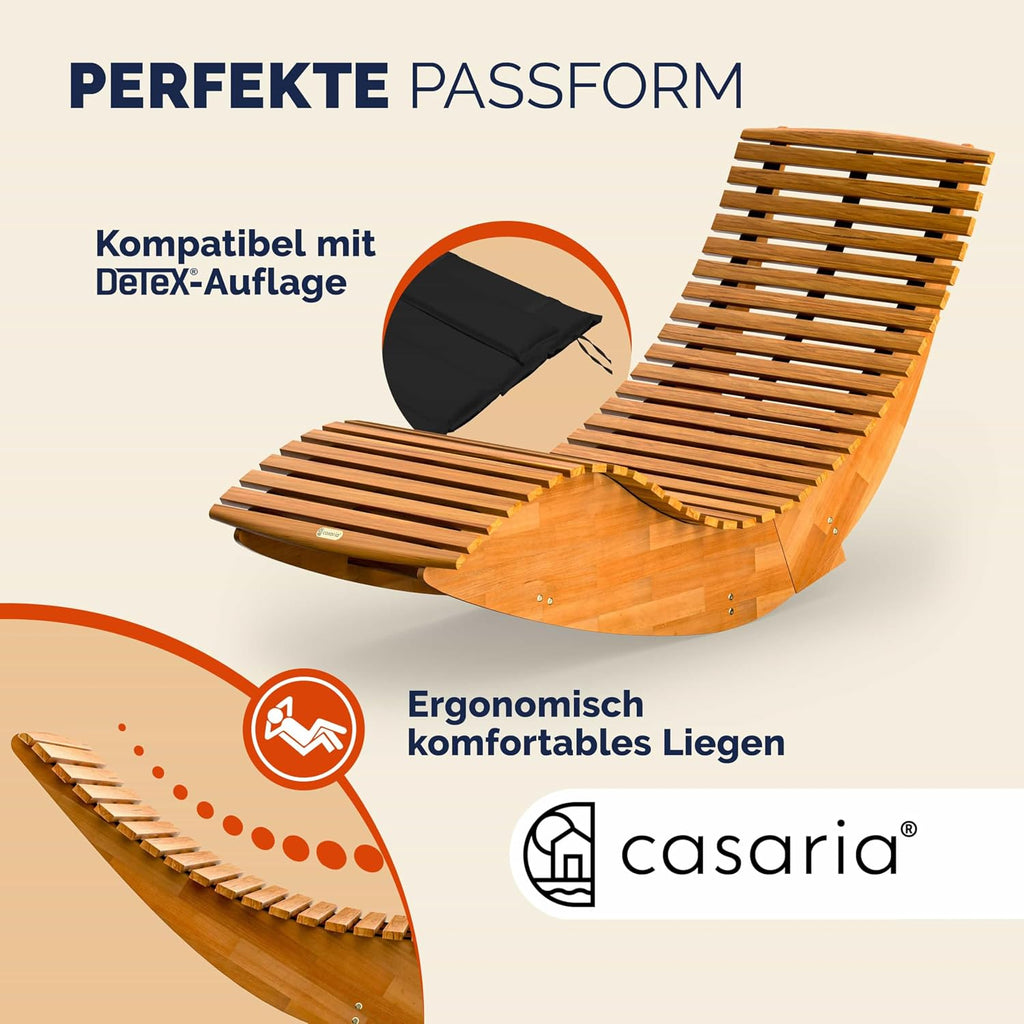CASARIA® Juego de 2 tumbonas, incluye cojín, para 2 personas, color rojo oscuro, plegables, resistentes a la intemperie, madera, tumbona de jardín, ergonómicas, capacidad de carga de 160 kg, certificadas FSC®, tumbona basculante, balcón, 154x60 cm