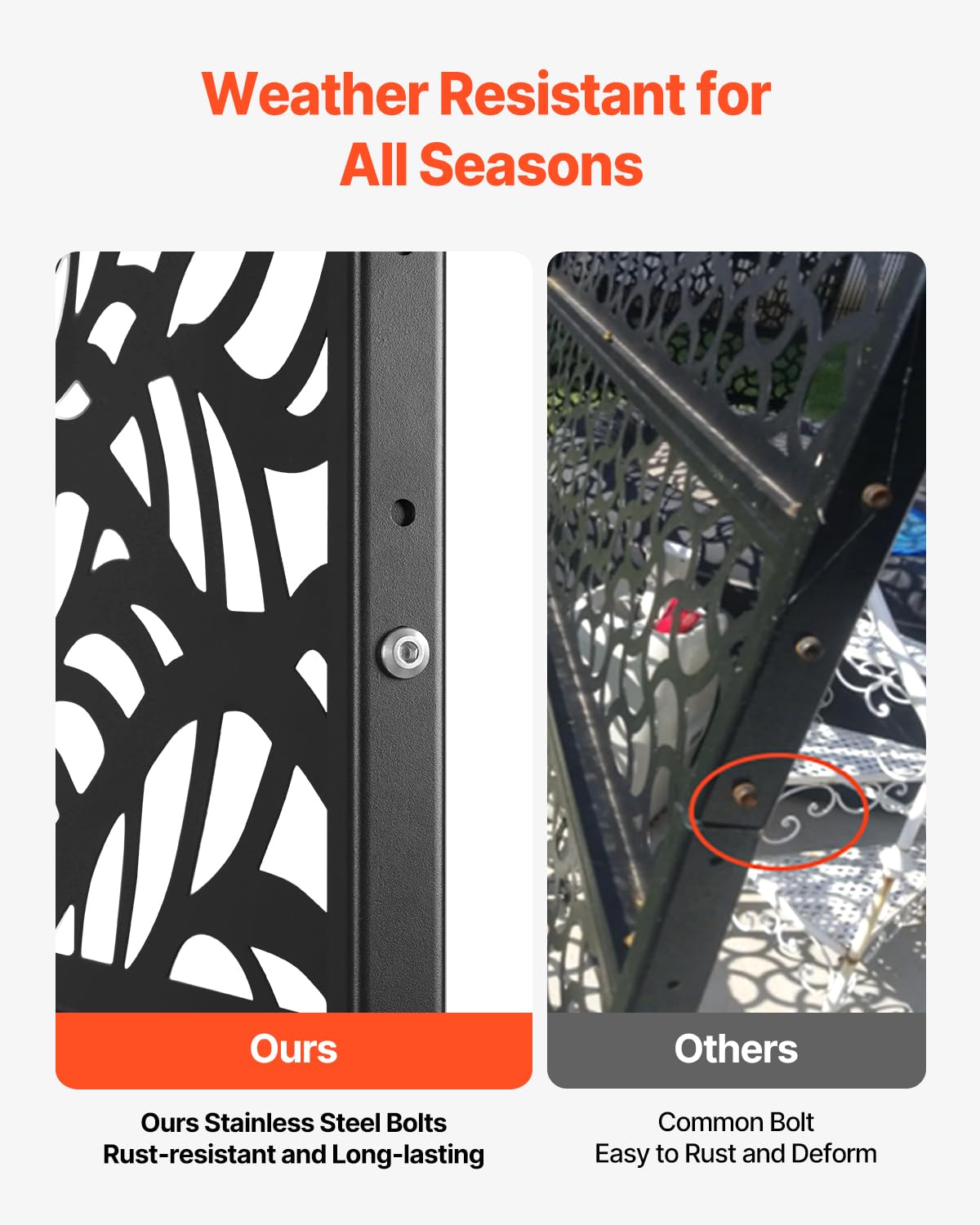 VEVOR Biombo, 120x50,8x183 cm, paredes y paneles de privacidad para exteriores, separador de ambientes independiente con soporte, divisor decorativo para balcón, terraza, interiores, negro