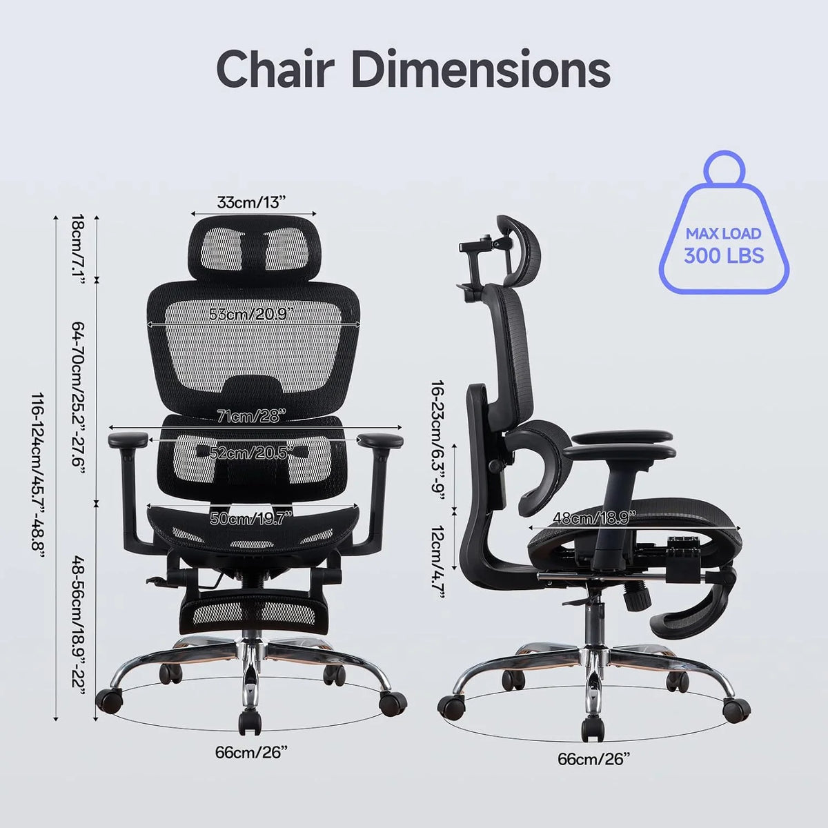 LarkLeaves Ergonomiczny Fotel Biurowy z Podnóżkiem Czarny L10 Lite