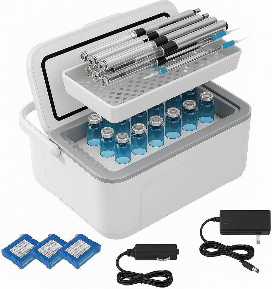 Incluye tres baterías - Nevera médica - Refrigerador portátil para medicamentos - Refrigerador para insulina