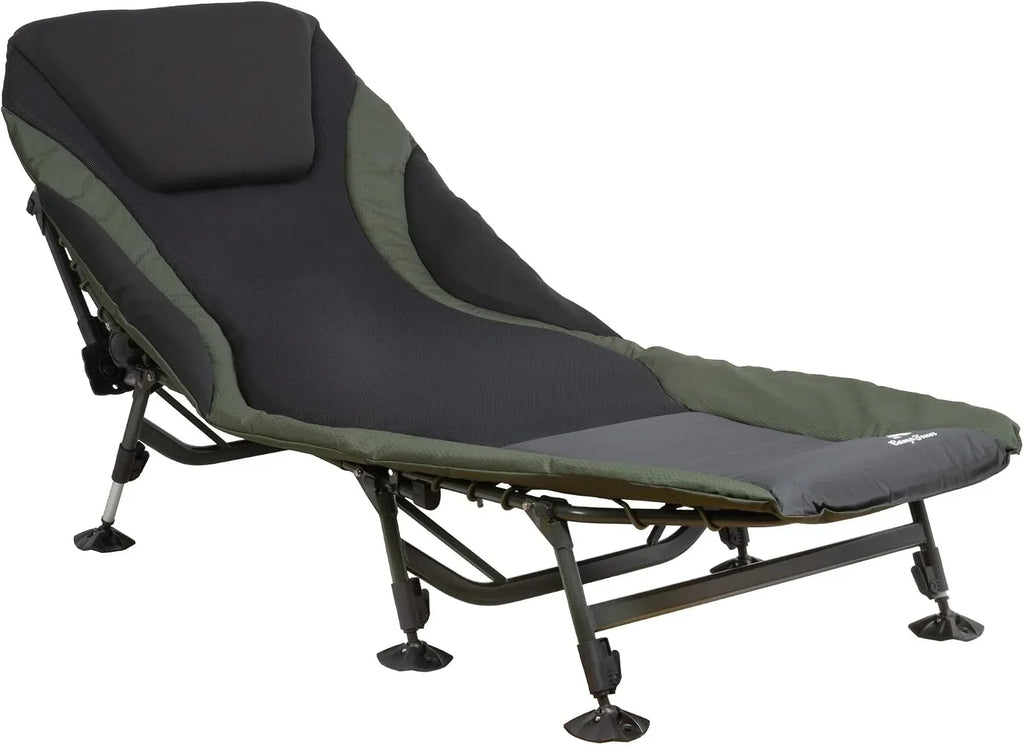 Catre de pesca XXL AL05 207 x 88 cm, cama de camping de altura regulable con 8 patas, marco de aluminio, incluye bolsa de transporte