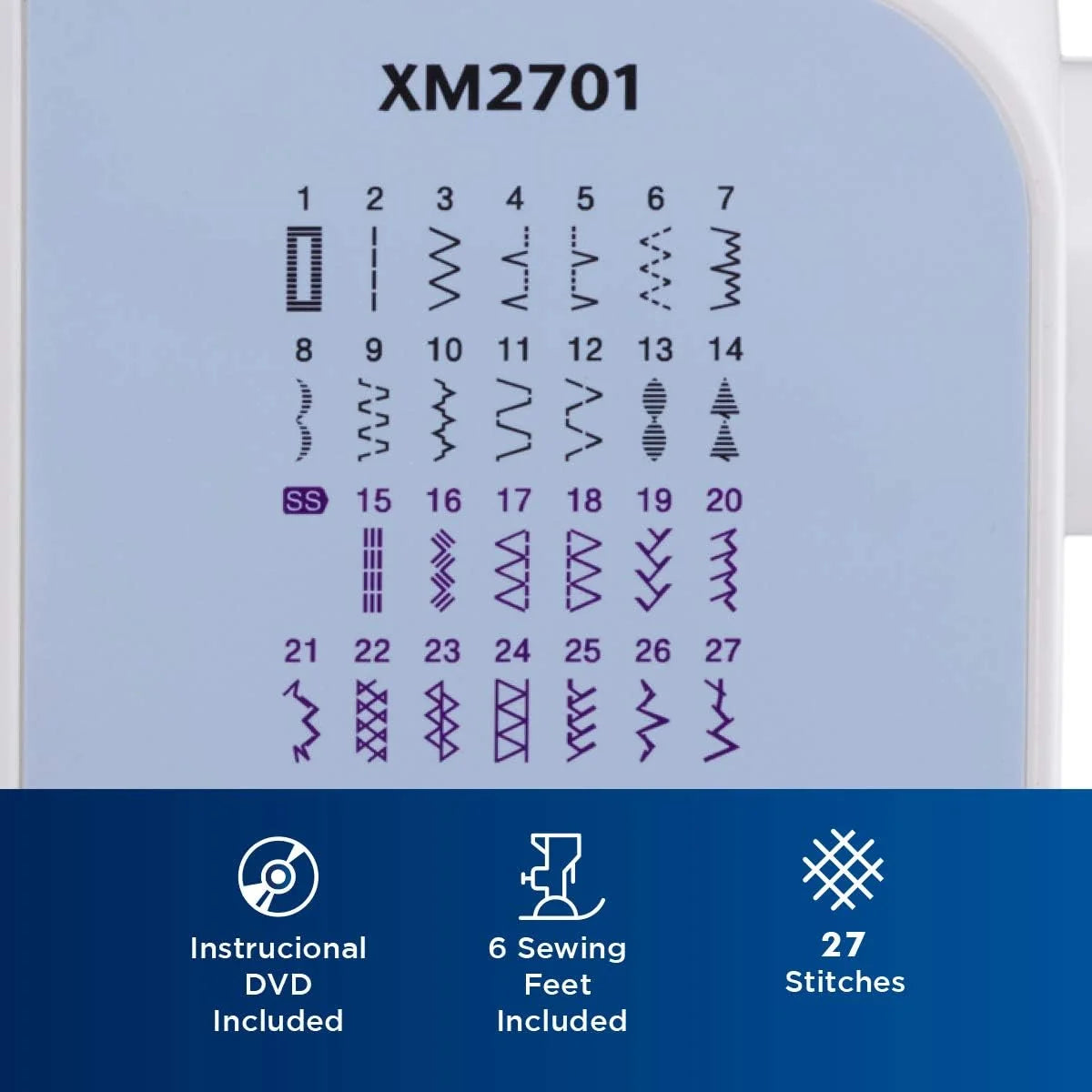 Brother XM2701S (Exclusive Edition) Maszyna do szycia, 27 różnych punktów, łatwa dla początkujących, przenośna, automatyczne szycie, przydatne punkty, elastyczne i dekoracyjne, wielofunkcyjne