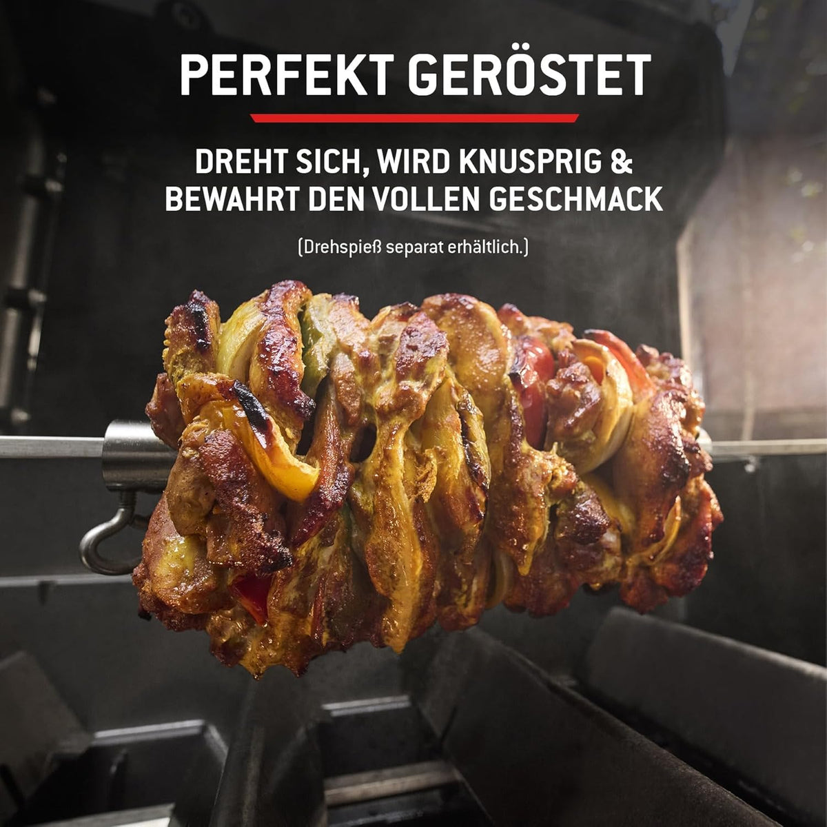 Barbacoa de gas Weber Spirit E-310 / 3 quemadores, encendido Snap-Jet, ruedas resistentes y rejilla de calentamiento, superficie de cocción de 51 x 46 cm, compatible con las mesas laterales Weber Works, negro/plateado