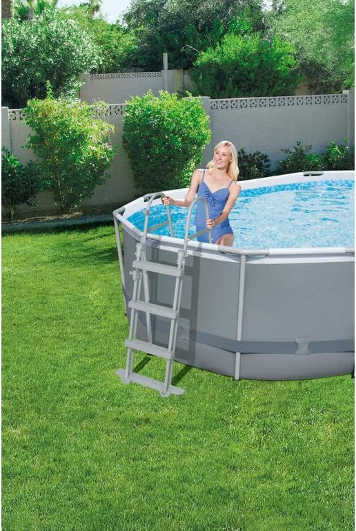 Set de piscina con estructura Power Steel de Bestway, ovalada, gris, 424 x 250 x 100 cm