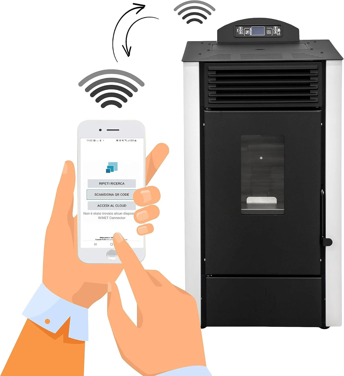 STUFE A PELLET ITALIA California 10 KW WiFi | Piecyki na pellet 90% wydajności Ogrzewa 80m² Autonomia 20 godz. Programowalne sterowanie WiFi 5 prędkości i mocy Kompaktowa konstrukcja 24M