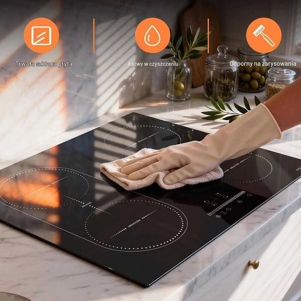 NOXTON Płyta indukcyjna 60 cm, płyta kuchenna do zabudowy, 4 płyty, 3500 W