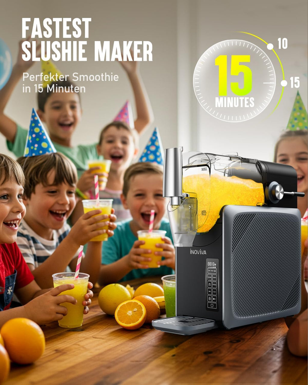 Máquina de granizados INOVIVA 2.6L, no requiere hielo, granizadora para el hogar con autolimpieza, 5 modos preestablecidos, granizados, batidos, frappés y cócteles helados (actualizado)