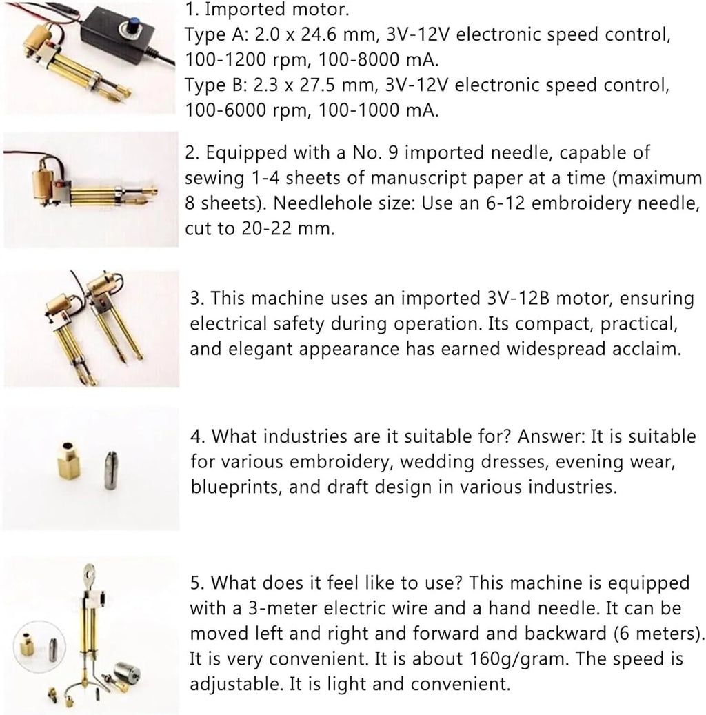 Ręczna maszyna do haftowania, elektryczna maszyna do przeciągania pojedynczych igieł z pokrętłem regulacji prędkości, za każdym razem 1-4 arkusze papieru, maksymalnie 8 arkuszy, do kreatywnego