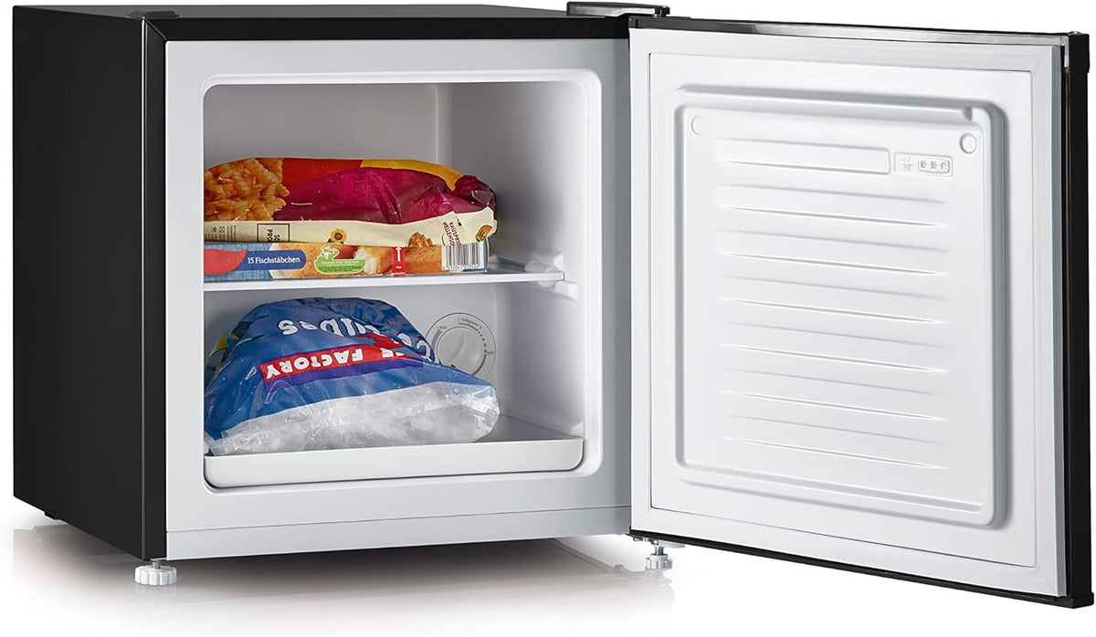 Mini refrigerador/congelador retro SEVERIN (31 l), congelador pequeño, mininevera con control de temperatura flexible, refrigerador de sobremesa, negro, GB 8880