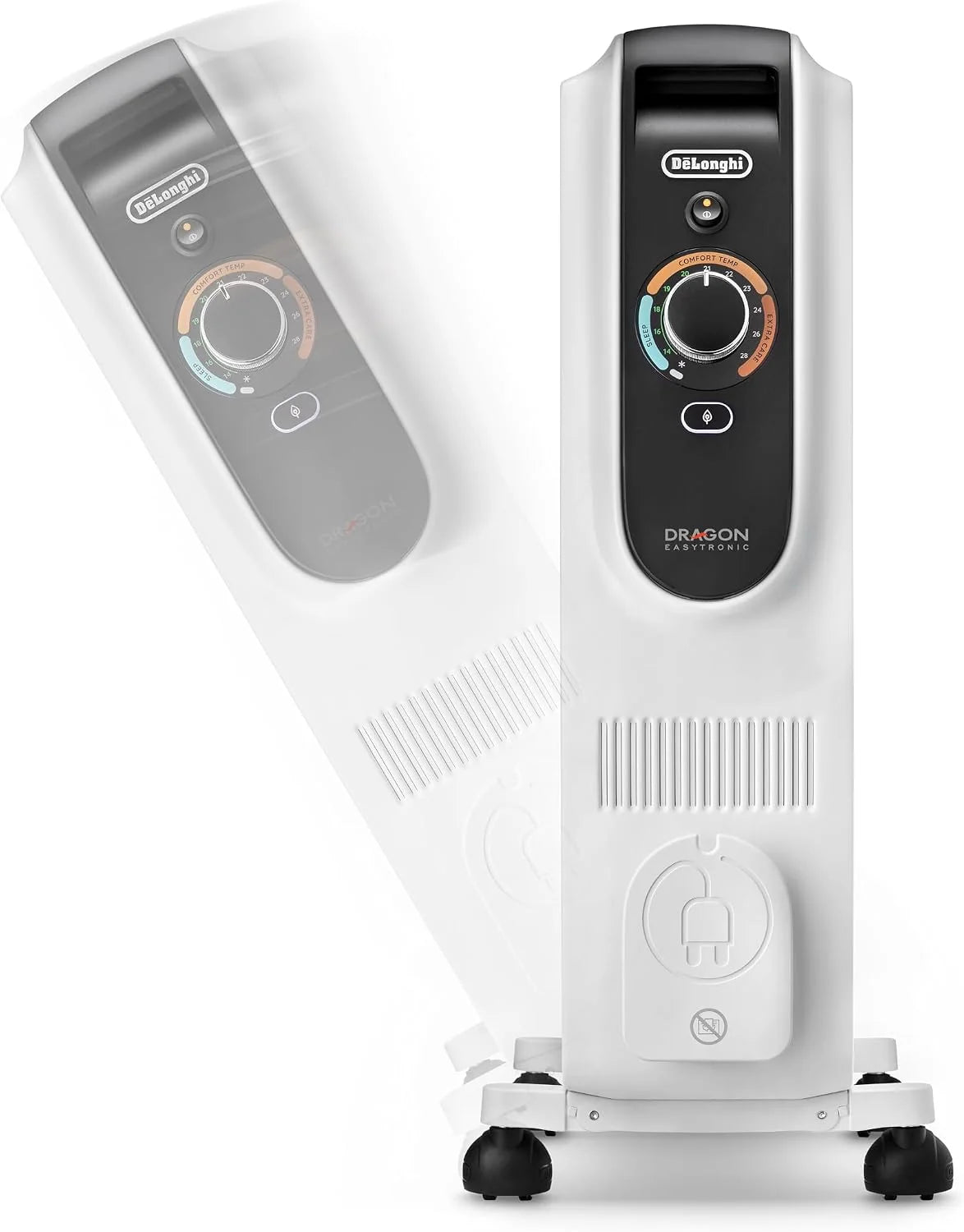 De'Longhi Dragon EasyTronic – grzejnik olejowy do pomieszczeń do 75 m³, ogrzewanie elektryczne z termostatem bezpieczeństwa, 10 żeber, indywidualne ogrzewanie – 12 poziomów temperatury, przenośny
