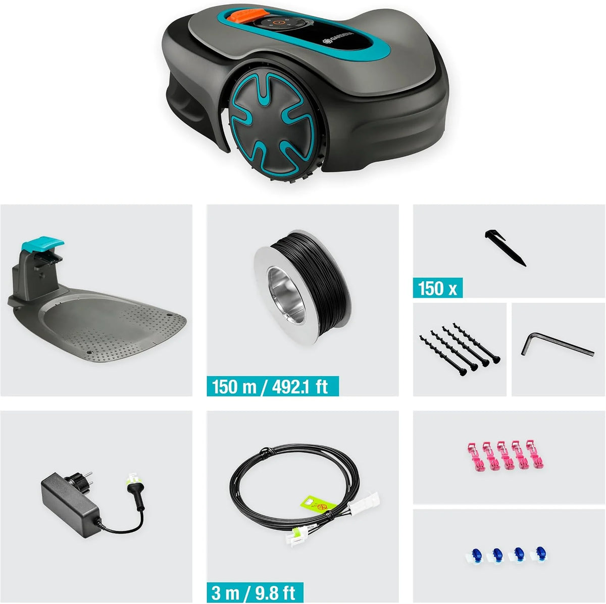Gardena Robot koszący SILENO minimo 250 m²: inteligentna kosiarka z optymalną łącznością, programowalna przy pomocy aplikacji Gardena Bluetooth®, wersja PL (15201-32)