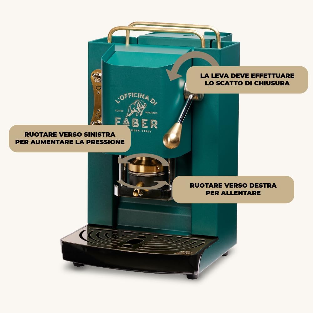 Cafetera Faber PRO Total Deluxe de latón, papel ESE de 44 mm, 1,3 litros, (blanco)