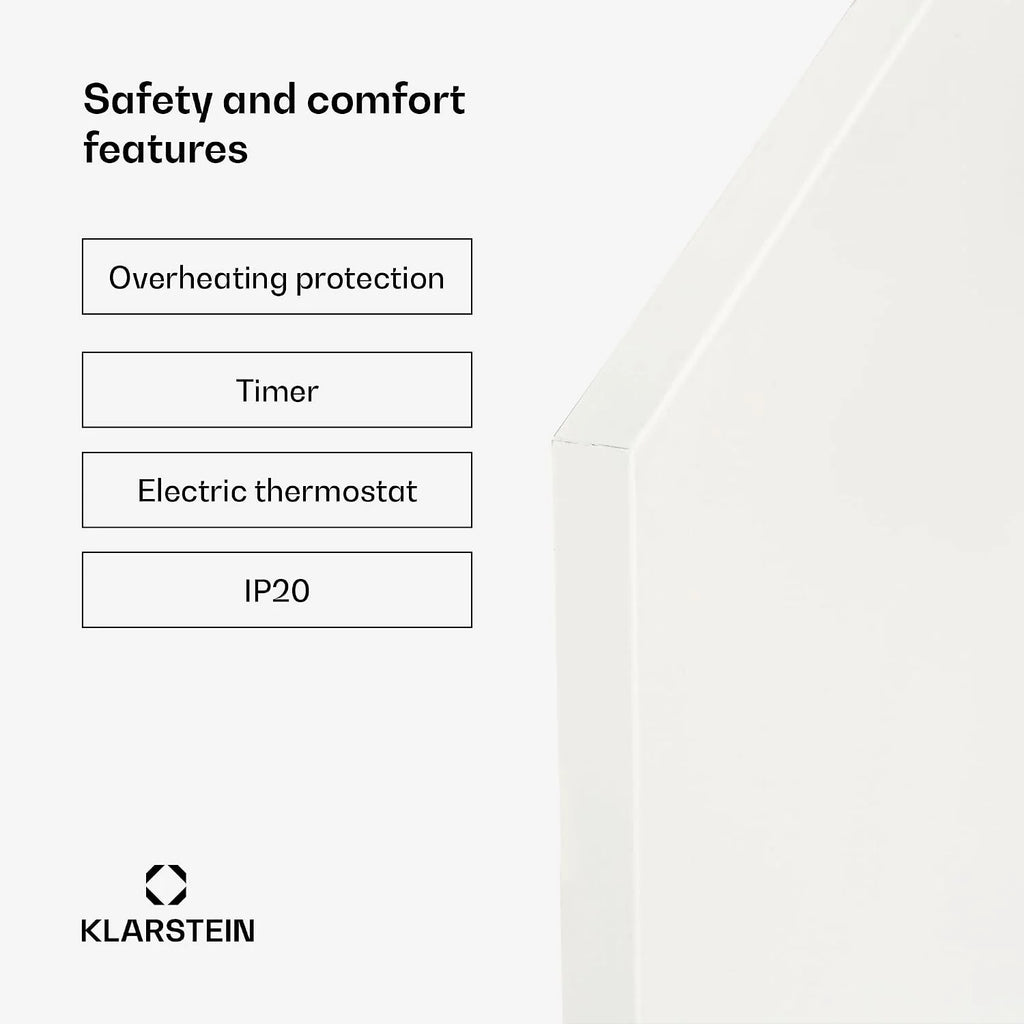 Klarstein Ogrzewanie na podczerwień z termostatem, 720W grzejnik elektryczny, Ogrzewanie do montażu ściennego, Panel IR z pilotem i timerem, Płaski grzejnik do pomieszczeń wilgotnych, bez CO2