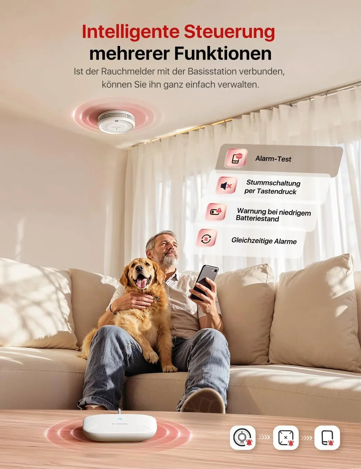 Detector de humo X-Sense SBS50 XS0D MR121, set de 12 unidades, soporte magnético, controlable por aplicación, compatible con Home Assistant, batería reemplazable